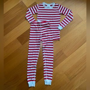 Hanna Andersson size 140 Christmas Stripe Red White Set Pajamas
